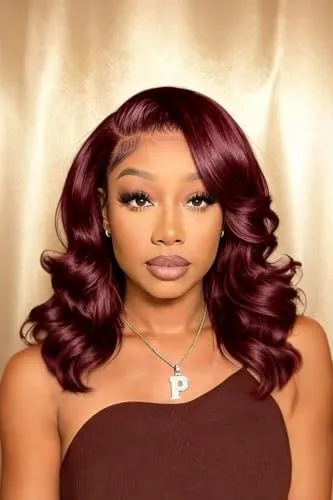 99J Burgundy 13x4 Hd Lace Front Bob Wigs Human Hair Pre Plucked Body Wave